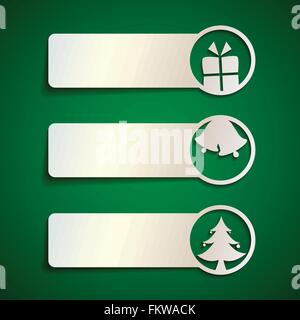 Papier Banner mit weihnachtlichen Elementen festlegen Stock Vektor