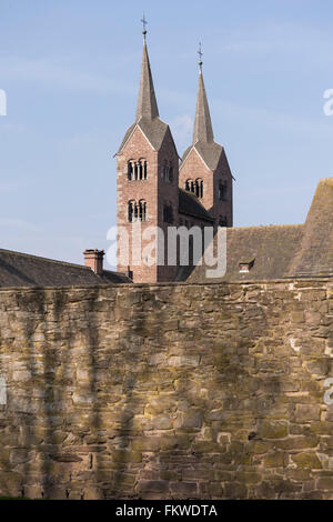 Schloss Corvey Türme Weser Radweg Stockfoto