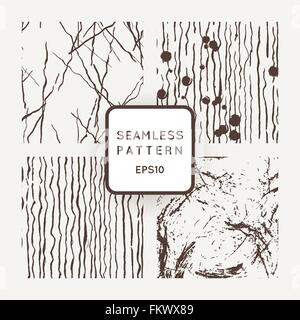 Satz von Vektor Musterdesigns mit Grunge handgezeichneten Elementen Stock Vektor