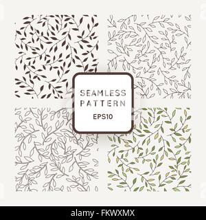 Eine Reihe von vier Vektor-Muster aus Blättern und Zweigen Stock Vektor