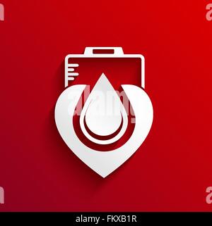 Spenden Sie Blut Konzeption auf rotem Grund Stock Vektor