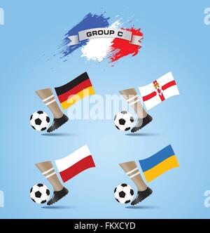 Frankreich 2016 Soccer Championship Finale Turnier Gruppe C Stock Vektor