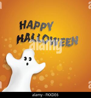 lustige Geist Form mit Happy Halloween Nachricht Stock Vektor