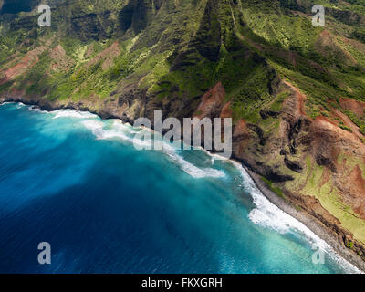 Aerial View der Na Pali Küste auf der Insel Kauai, Hawaii Stockfoto