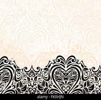 Helle luxuriöse Vintage Hochzeit beliebte Ecru & schwarz Pastell Einladung Wallpaper Hintergrund Template-design Stock Vektor