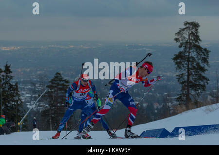 Holmenkollen, Oslo, Norwegen. 10. März 2016. IBU Biathlon World Championships Edin Hodzic Serbiens konkurriert in der Einzelwertung Herren der 20km bei der IBU World Championships Biathlon 2016 in Holmenkollen Oslo, Norwegen. Bildnachweis: Aktion Plus Sport/Alamy Live-Nachrichten Stockfoto