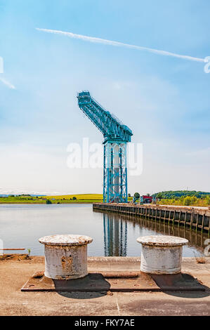 Der große Titan-Kran, der allein an der inzwischen abgerissenen Stelle der Werft John Brown in Clydebank sitzt. Der Kran war der erste Stockfoto