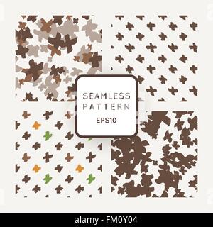 Satz von Vektor Musterdesigns mit Grunge Kreuz handgezeichneten Elementen Stock Vektor