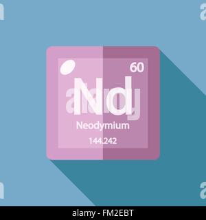 Chemisches Element Neodym flach Stock Vektor
