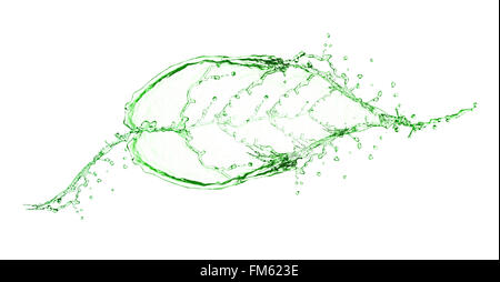 Blatt von Spritzwasser isoliert auf weißem Hintergrund gemacht Stockfoto