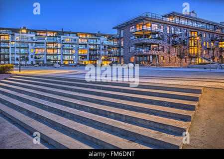 Eine Außenansicht des Tangen Wohn-Entwicklung in Kriistansand. Designed by Arkitektkontoret Kari Nissen brodtkorbischen AS. Stockfoto