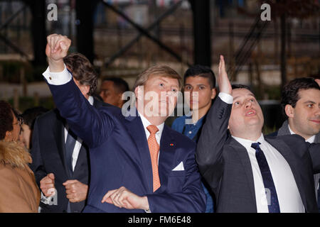 König Willem-Alexander der Niederlande an der Halle Pajol in Paris Stockfoto