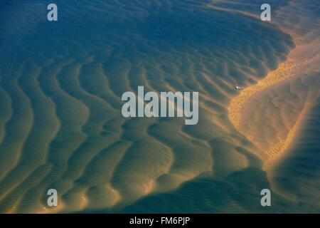 Frankreich, Gironde, Bassin d ' Arcachon bei Ebbe (Luftbild) Stockfoto