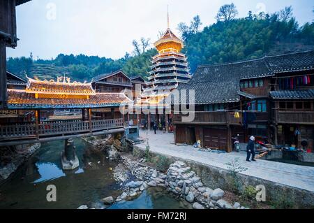 China, Guizhou, Zhaoxing, wenig Kapital der Dong Stockfoto