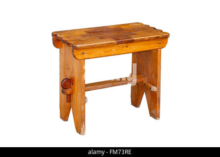 Holzstuhl isoliert auf weißem Hintergrund Stockfoto