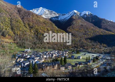 Frankreich, Ariege, Aulus-Les-Bains Dorf Stockfoto