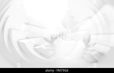 Abstrakt weiß 3-d-Hintergrund mit chaotischen Runde Strukturen. Digitale illustration Stockfoto