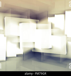 Abstrakte digitale Hintergrund mit chaotischen kubische Strukturen, komponierte Platz 3d illustration Stockfoto