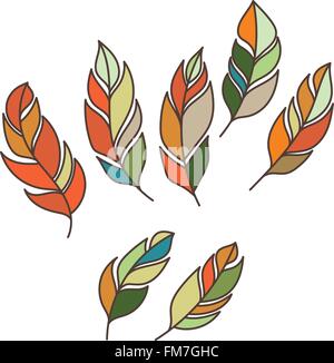 Satz von Vektor verzierten komplizierte Feder. Doodle. Zentangle Stock Vektor