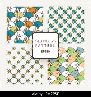 Ein Satz von vier Vektor nahtlose floralen und geometrischen Mustern. Japanischen Stil. Arabischen Stil. Stock Vektor