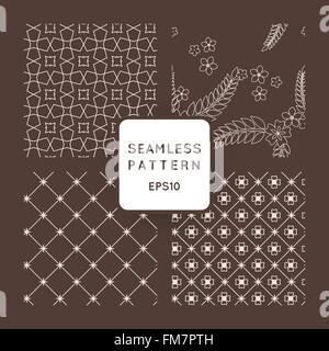 Ein Satz von vier Vektor nahtlose floralen und geometrischen Mustern. Japanischen Stil. Arabischen Stil. Stock Vektor