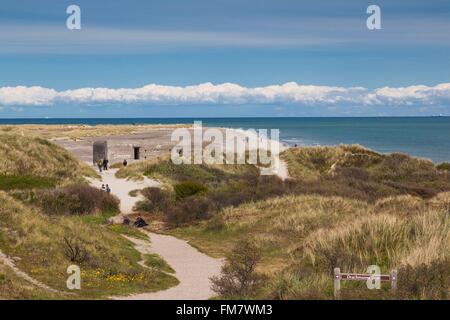 Dänemark, Jütland, Skagen, Grenen, nördlichsten Punkt in Dänemark, wo Skagerrak und Kattegat treffen, deutsche Bunker WW2-Ära Stockfoto