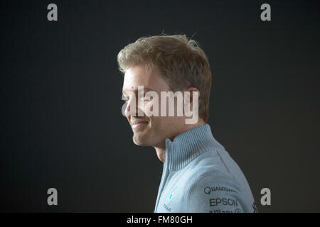 Fellbach, Deutschland. 11. März 2016. Formel 1-Rennfahrer Nico Rosberg einer Pressekonferenz anlässlich des Beginns der neuen Rennsaison in Fellbach, Deutschland, 11. März 2016. Foto: Marijan Murat/Dpa/Alamy Live News Stockfoto