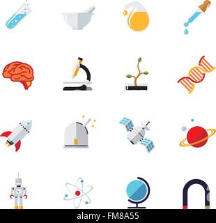 Sammlung von 16 flache Design Wissenschaft und Forschung unter dem Motto icons Stock Vektor