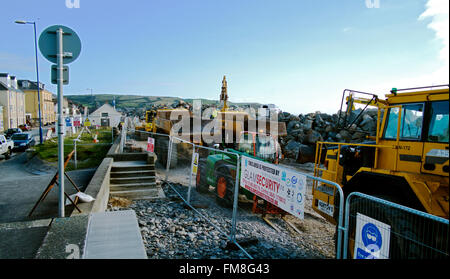 Borth Meer Verteidigung arbeitet in der Nähe von Aberystwyth. Stockfoto