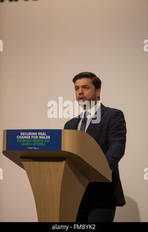 Llangollen, Wales. 11. März 2016. Der Rt Hon Stephen Crabb MP Sekretär des Staates für Wales bei der 2016 Welsh Parteitag der Konservativen im Pavillon, Llangollen Kredit sprechen: Alan Dop / Alamy Live News Stockfoto