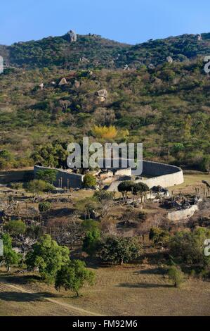 Simbabwe, Masvingo Province, die Ruinen der archäologischen Stätte von Great Zimbabwe, UNESCO-Weltkulturerbe, 10.-15. Jahrhunderts, das große Gehäuse Stockfoto