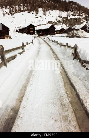 Schweiz, Wallis, Eringer-Tal, Evolène, La Lauche Weiler Stockfoto