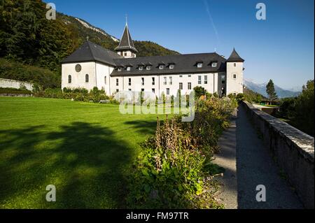 Frankreich, Savoyen, Plancherine, Bauges Bergkette, Zisterzienser Kloster Notre Dame de Tamie, Garten Stockfoto