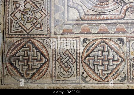 Frankreich, Herault, Loupian, Gallo romanischen Villa wenige Kilometer südlich von der Via Domitia, haben Ausgrabungen die Reste einer Gallo romanischen Villa sehr reich an Mosaiken Stockfoto