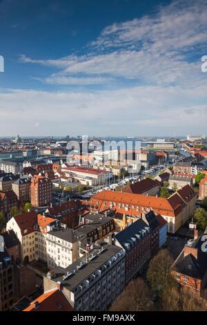 Dänemark, Zealand, Kopenhagen, Vor Frelsers Kirke Kirche, erhöhten Blick auf die Stadt vom Turm der Kirche Stockfoto