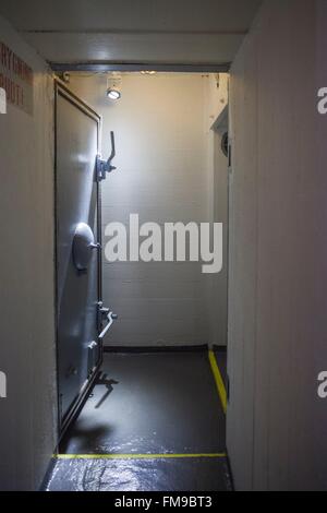 Dänemark, Langeland, Bagenkop, Museum Langelandsfort des Kalten Krieges, kalten Krieges Artefakte im ehemaligen NATO-Stützpunkt, bunker Tür Stockfoto