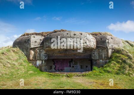 Dänemark, Jütland, Hanstholm, WW2-Ära deutschen Atlantikwall Bunker und Küstenartillerie Stockfoto