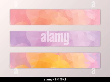 Website-Banner-Templates set mit abstrakten Dreieck Polygon Hintergrund rosa erhltlich Orange Stock Vektor