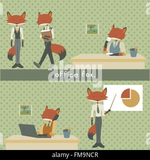 EPS-Vektor von einem Fuchs seinen corporate Job nachgehen. Stock Vektor