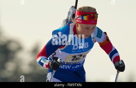 Holmenkollen, Oslo, Norwegen. 11. März 2016. IBU Biathlon Weltmeisterschaften. Tiril Eckhoff Norwegen konkurriert in der Damen 4 x 6 km Staffelwettkampf während der IBU Biathlon-Meisterschaften in Holmenkollen Oslo, Norwegen. Bildnachweis: Aktion Plus Sport/Alamy Live-Nachrichten Stockfoto