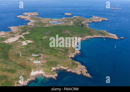 Frankreich, Morbihan, Ile d'Houat, Port Navallo, Er Hastellic Beg laufen äh Vilaine, Beg äh Vachif (Luftbild) Stockfoto