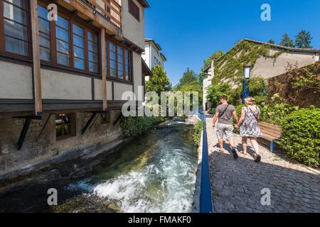 Frankreich, Ain, Pays de Gex, Divonne-Les-Bains, die Ufer des Flusses Divonne Versoix Stockfoto