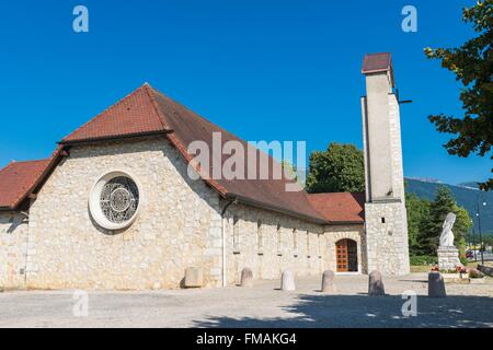 Ain, Pays de Gex, Frankreich, Segny, Notre Dame De La Route Blanche Kapelle zwischen 1949 und 1952 von dem Architekten Pierre Stockfoto