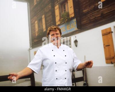 Schweiz, Kanton Wallis, Blatten, mythische historische Hotel der Belalp, Irene Bertei, Herd, Website des Jungfrau-Aletsch Stockfoto