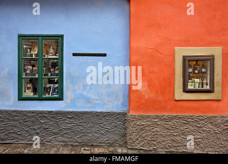 "Detail" aus der "Golden Lane" in der Prager Burg, Prag, Tschechische Republik. Stockfoto