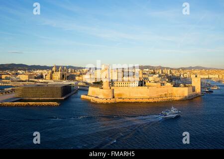 Bouches-du-Rhône, Frankreich, Marseille, Euromediterranee Bereich, Fort Saint Jean klassifiziert, Denkmalschutz, MuCEM, das Museum Stockfoto