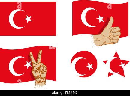 Türkei Flagge Symbole gesetzt. Vektor-illustration Stock Vektor