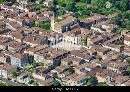 Frankreich, Dordogne, Monpazier, beschriftete Les Plus Beaux Dörfer de France (die schönsten Dörfer Frankreichs), die ummauerte Stockfoto