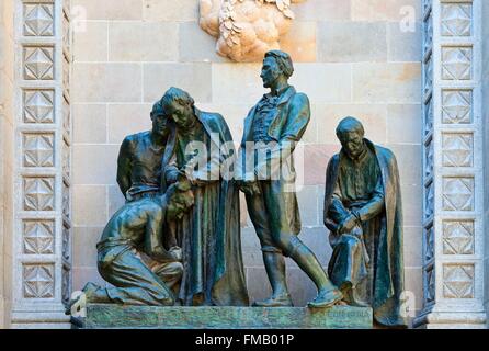 Spanien, Katalonien, Barcelona, Skulpturengruppe im Barri Gotic Stockfoto