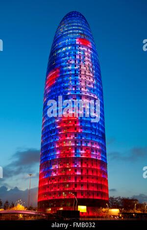 Spanien, Katalonien, Barcelona, Torre Agbar (Agbar-Turm) Stockfoto